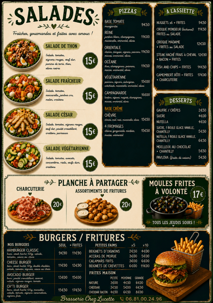 carte brasserie chez lucette